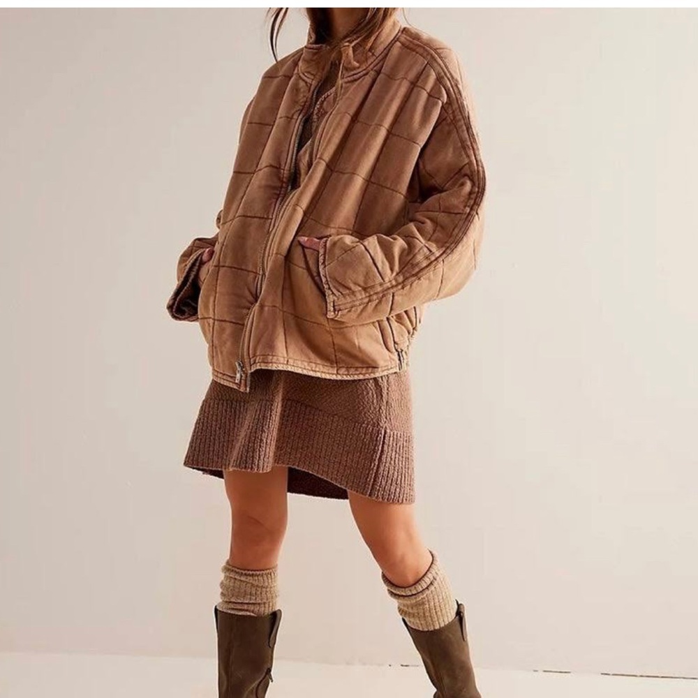 NWT Free People Dolman quilted knit jacket-toasted coconut